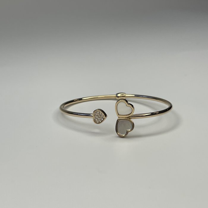 Браслет золотой с перламутром и фианитами «Сердца L’Amour» Estet (арт.01Б413291-1)