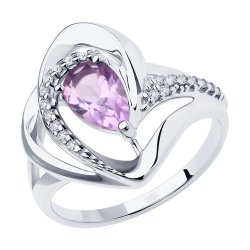 Кольцо из серебра с аметистом и фианитами (Арт.94-310-00630-3)