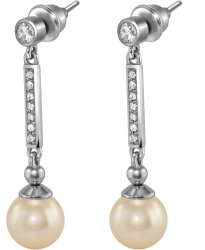 Серьги из серебра с жемчугом и кристаллом swarovski (Арт.aas-6-a-8-5-s)