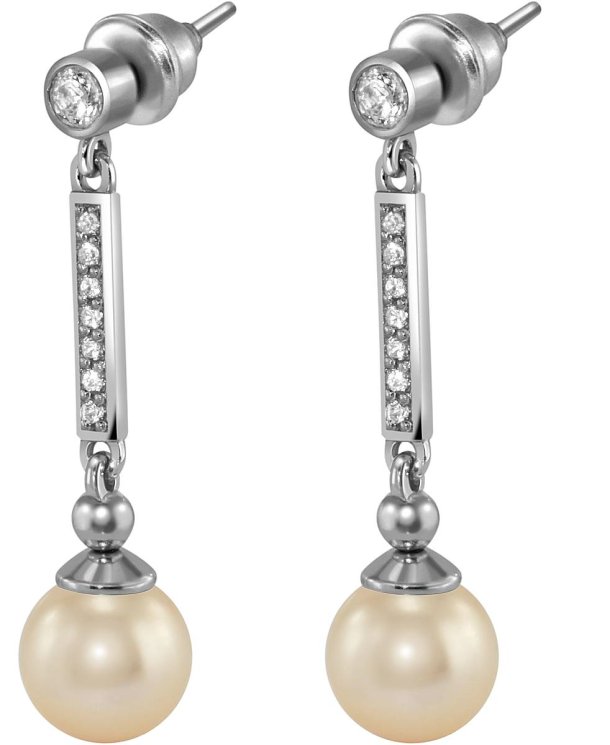 Серьги из серебра с жемчугом и кристаллом swarovski (Арт.aas-6-a-8-5-s)