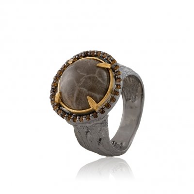 Серебряное кольцо BEAVERS с кораллом 1805kor_ox