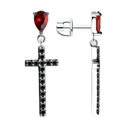 Серьги из серебра с фианитами (Арт.94026503)