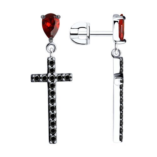 Серьги из серебра с фианитами (Арт.94026503)