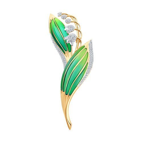 Брошь из золота с бриллиантами и эмалью (Арт.6049031)