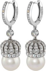 Серьги из серебра с жемчугом и кристаллом swarovski (Арт.cqs-3-10-1-s)