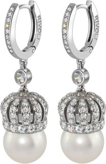 Серьги серебро с жемчугом и куб. цирконием «Queen of Pearl Crown» Rivoli (арт.CQS-3-10-1-S)