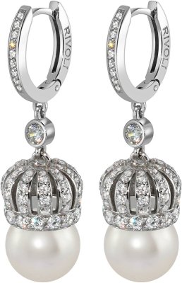 Серьги из серебра с жемчугом и куб. цирконием (Арт.cqs-3-10-1-s)