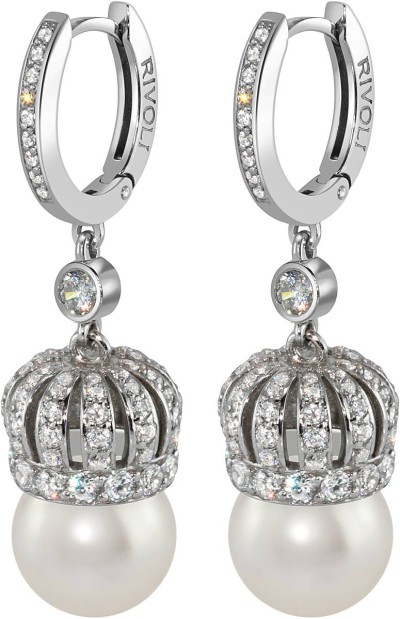 Серьги серебро с жемчугом и куб. цирконием «Queen of Pearl Crown» Rivoli (арт.CQS-3-10-1-S)