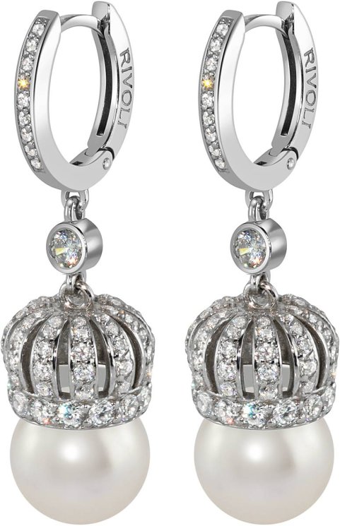 Серьги из серебра с жемчугом и кристаллом swarovski (Арт.cqs-3-10-1-s)