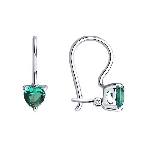 Серьги из серебра с зелеными фианитами (Арт.94020588)