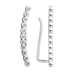 Серьги-зажимы из серебра с фианитами (Арт.94021769)