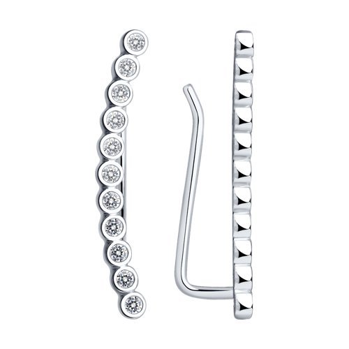 Серьги-зажимы из серебра с фианитами (Арт.94021769)