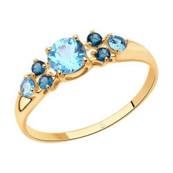 Кольцо золотое пробы 585 с миксом камней (Арт.714995)