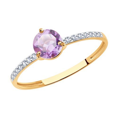 Кольцо золотое с аметистом и фианитами «Лавандовый блеск» SOKOLOV (арт.716107)