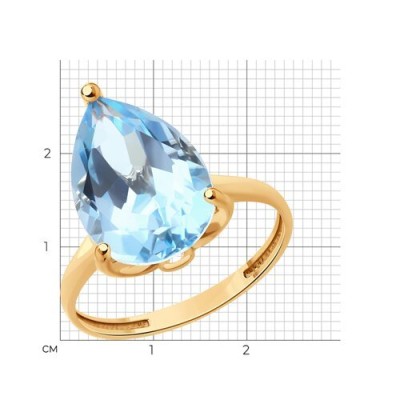 Кольцо золотое с топазом «Небесная капля» Соколов (арт.716959)