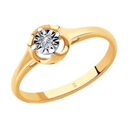 Помолвочное кольцо из золота с бриллиантом (Арт.1011076)
