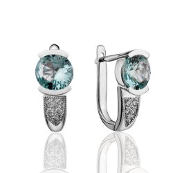 Серьги из золота с бриллиантом и топазом Русские Самоцветы (Арт.90512)