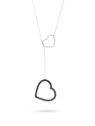 Ожерелье серебро с контрастными сердцами «Universe Heart Duo» Fresh Jewelry (арт.Gl-N02556-X-W-X-X-B)