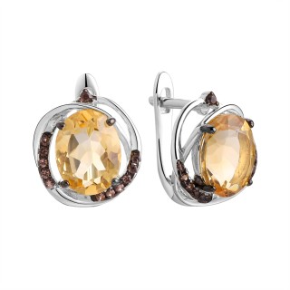 Серьги серебряные с цитрином «Spring Light» Fresh Jewelry (арт.PD-E00958-X-WB-YS-X-BR)