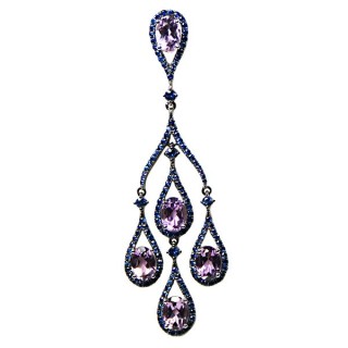 Кулон золотой с аметистом и сапфиром «Вечерний водопад» MY JEWELS (арт.B01440K_PD_SA_AM_BLK)