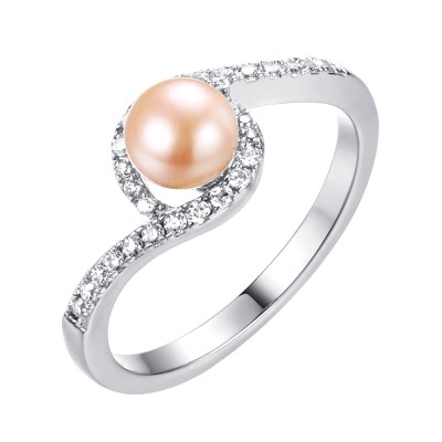 Кольцо из серебра с жемчугом и фианитами «Nautilus Grace» Fresh Jewelry (арт.PI-R02636-X-W-PNP-X-W)