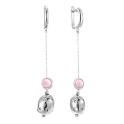 Серьги из серебра с куб. цирконием и ситаллом (Арт.rb-e344-2-x-w-or11-x-w)
