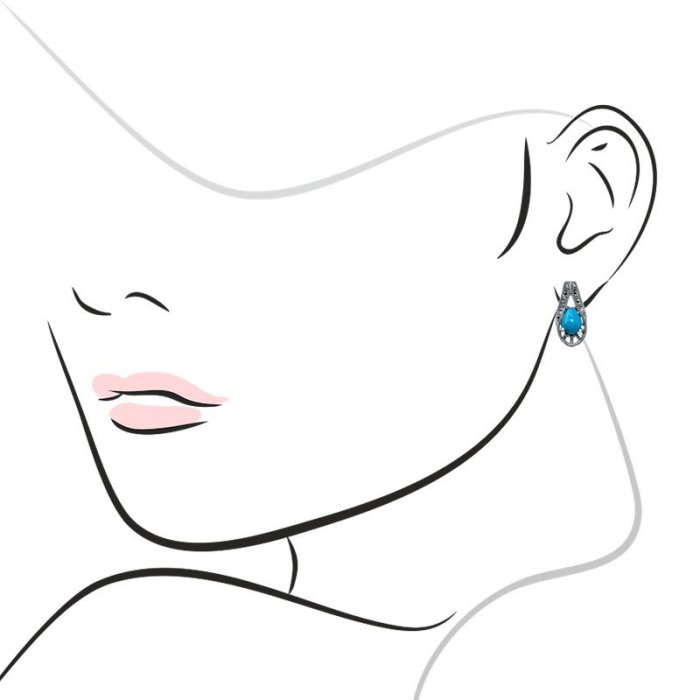 Серьги Серебряные крылья (Арт.220652-39_biryuzapr_markazit)