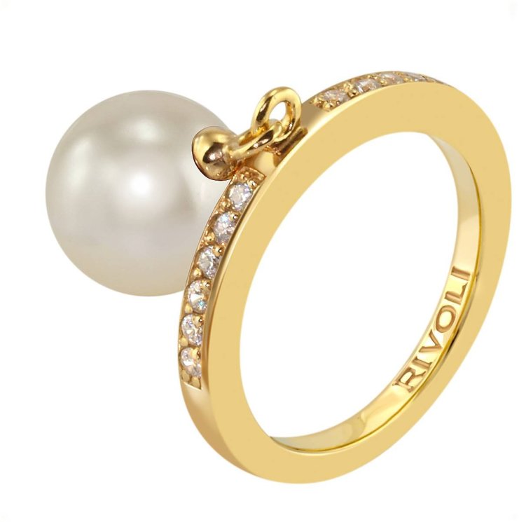 Кольцо из серебра с жемчугом и кристаллом swarovski (Арт.zar-14-10-3-g)