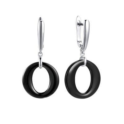 Серьги из серебра с керамикой (Арт.tc-e00099-b-w-x-x-x)