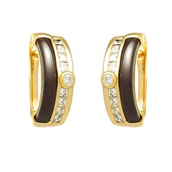 Серьги из серебра с керамикой и куб. цирконием (Арт.tc-e00670-br-l-w-x-w)