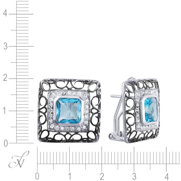 Серьги из белого золота с бриллиантом и топазом (Арт.e35215v-1_bt_wg)