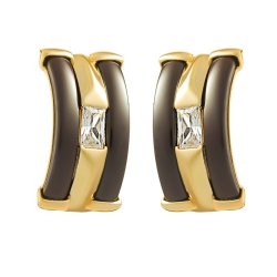 Серьги из серебра с керамикой и куб. цирконием (Арт.tc-e01140-br-l-w-x-x)