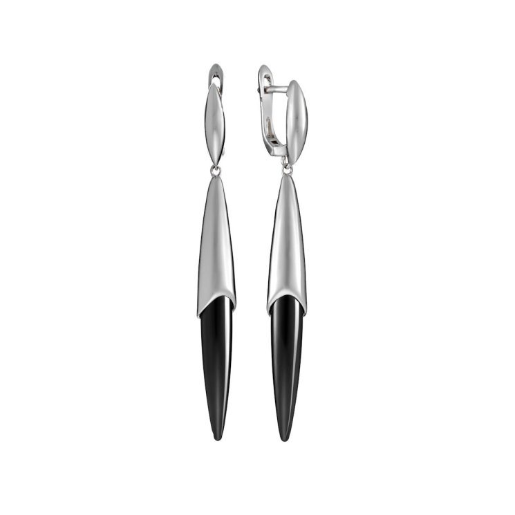 Серьги из серебра с керамикой (Арт.tc-e1749-2-b-w-x-x-x)