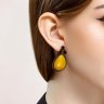 Серьги из золочёного серебра с фианитами и синтетическими янтарями (Арт.83020105)