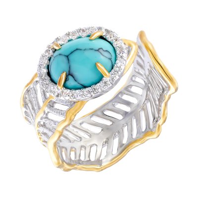 Серебряное кольцо BEAVERS с бирюзой 1884br