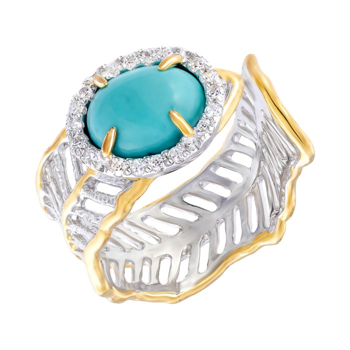 Серебряное кольцо BEAVERS с бирюзой 1884br