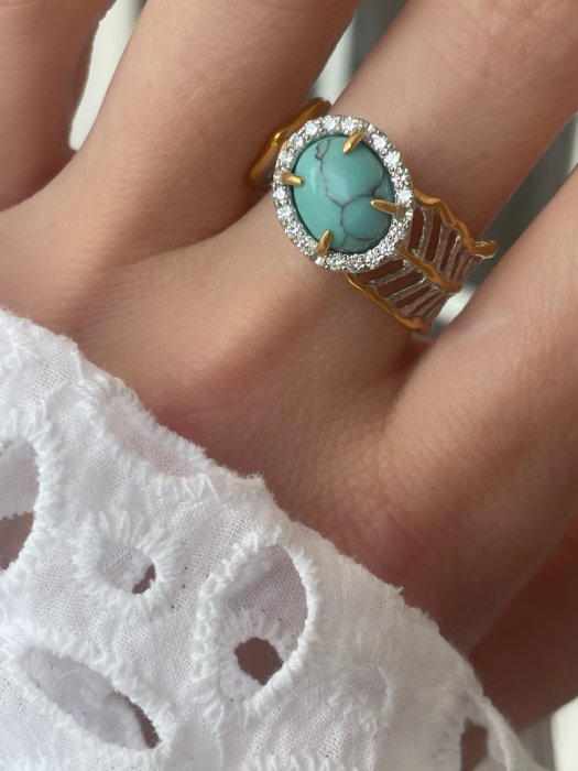 Серебряное кольцо BEAVERS с бирюзой 1884br