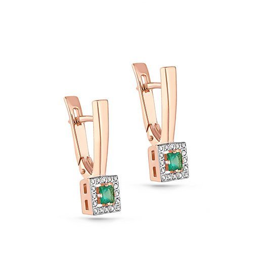 Серьги золото с бриллиантами и изумрудами «Изумрудный Квадро-свет» Kabarovsky (арт.12-01023-1200)