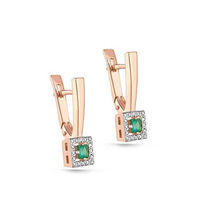 Серьги золото с бриллиантами и изумрудами «Изумрудный Квадро-свет» Kabarovsky (арт.12-01023-1200)