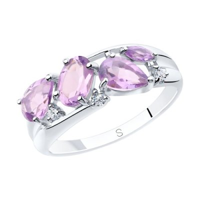 Кольцо из серебра с аметистами и фианитами «Лиловый рассвет» SOKOLOV (арт.92011851)