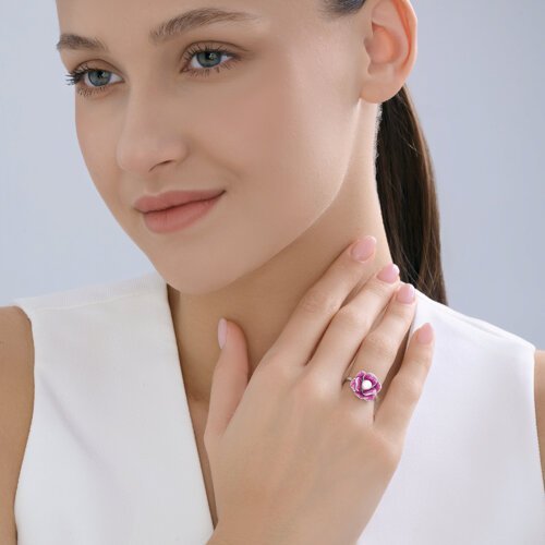 Кольцо из серебра с синтетическим жемчугом и эмалью (Арт.94014697)