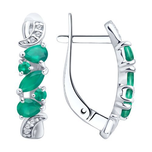 Серьги из серебра с агатами и фианитами (Арт.92022459)