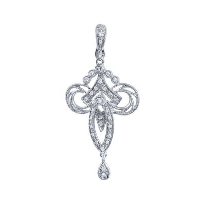 Кулон с бриллиантами «Ажурный Вальс» из белого золота JVG (арт.P22103E_PD_WG)