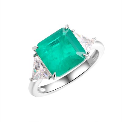 Кольцо серебряное с ситаллом и фианитами «Изумрудный Асher» Fresh Jewelry (арт.CZ-R04270-X-W-AZ-X-W)