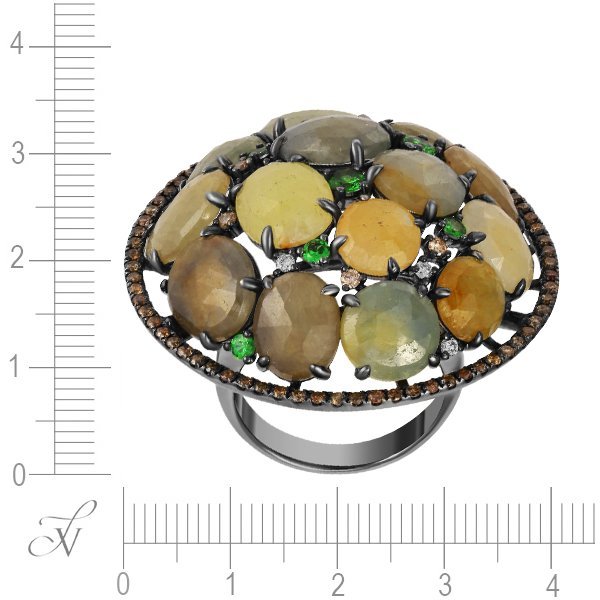 Кольцо из золота с бриллиантом и корундом (Арт.r01380k_dn_cr_tv_blk)