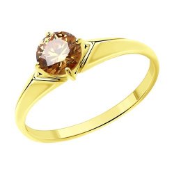 Кольцо из золочёного серебра с фианитом (Арт.93-110-01550-3)