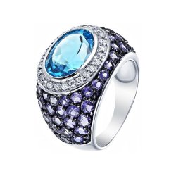 Кольцо из белого золота с бриллиантом и танзанитом (Арт.r36015k-5_ko_bt_ta_wg)