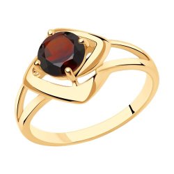 Кольцо из золочёного серебра с гранатом (Арт.93-310-00605-3)