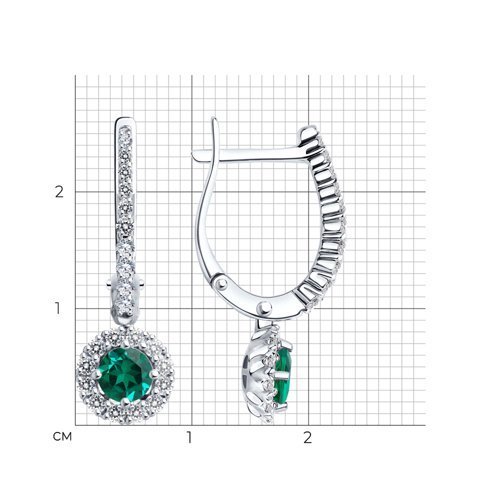 Серьги из белого золота с бриллиантами и изумрудами (Арт.3020520-3)