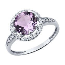 Кольцо из серебра с аметистом и фианитами (Арт.94-310-02052-3)